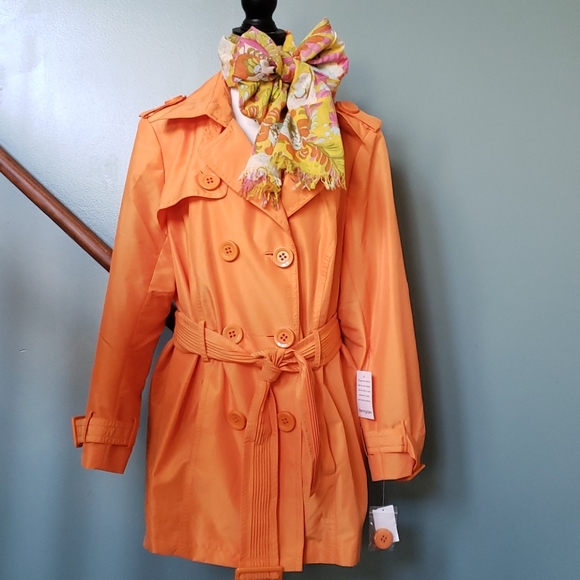 Sutton Studio Jackets & Blazers - NWT Sutton Studio tangerine renchcoat/jacket
